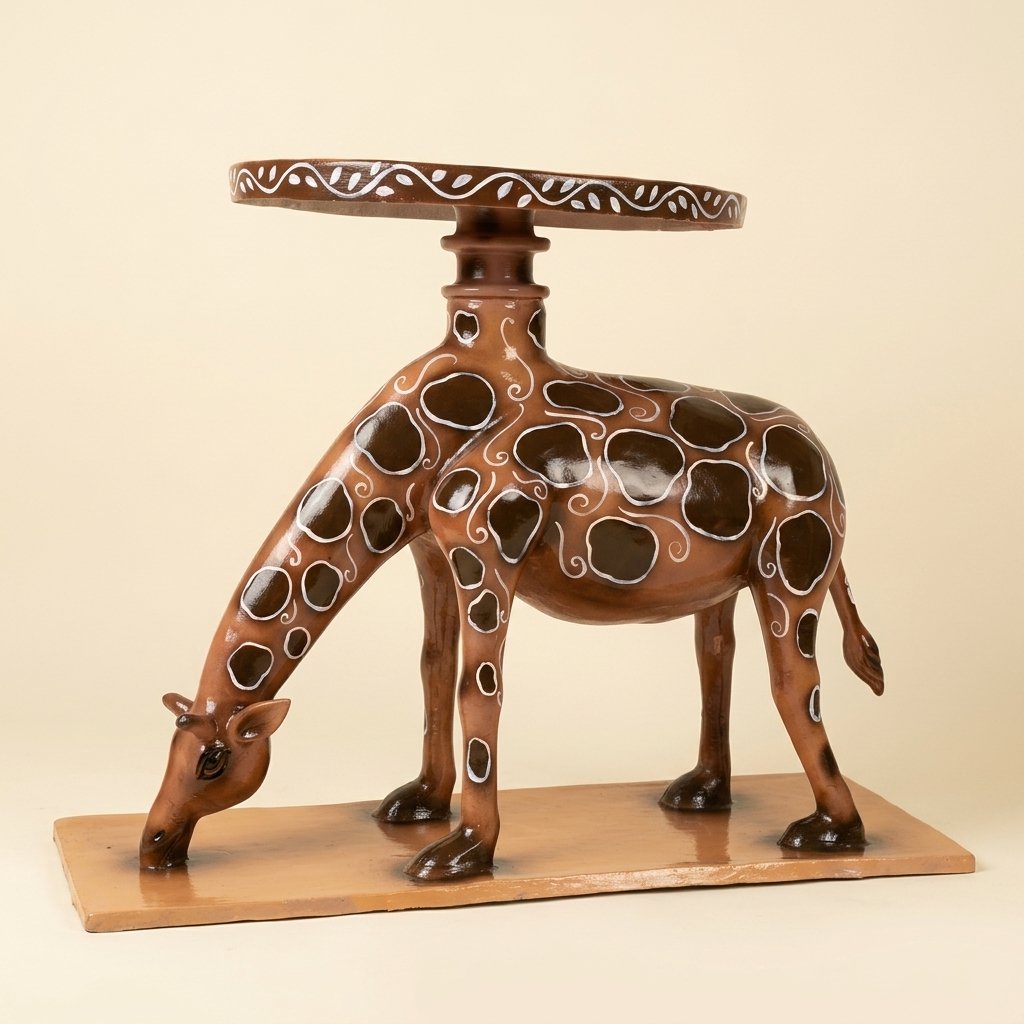 Giraffe Figurine Pedestal Stand
