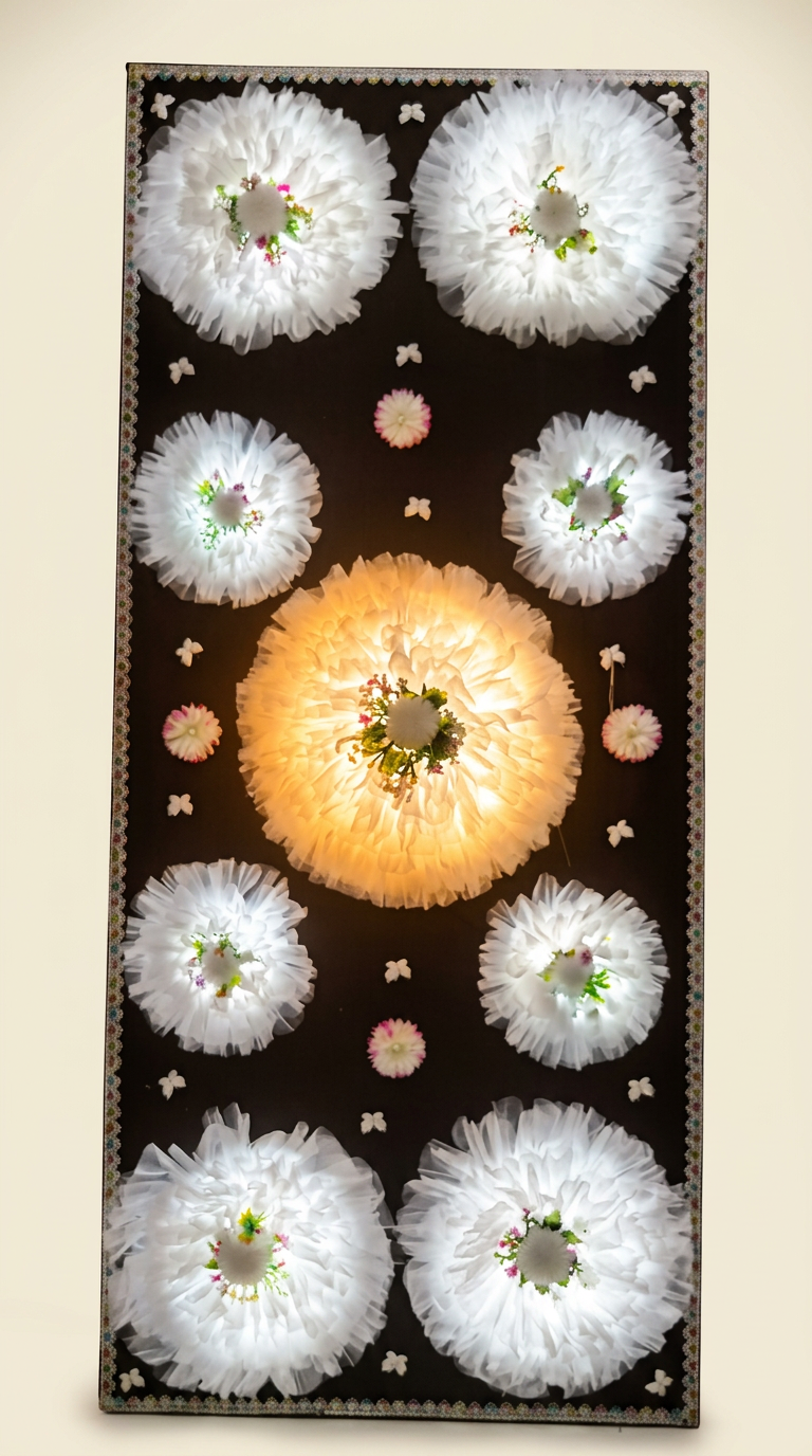 Lit Bloom Wall Panel in Espresso & White