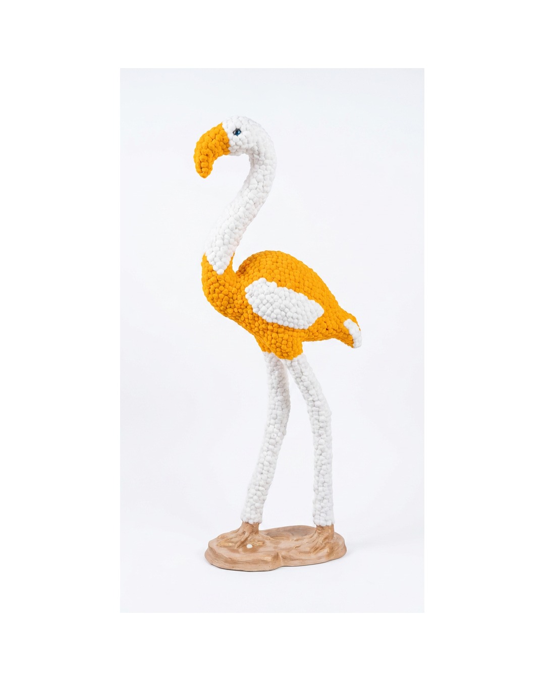 Yellow White Flamingo Figure