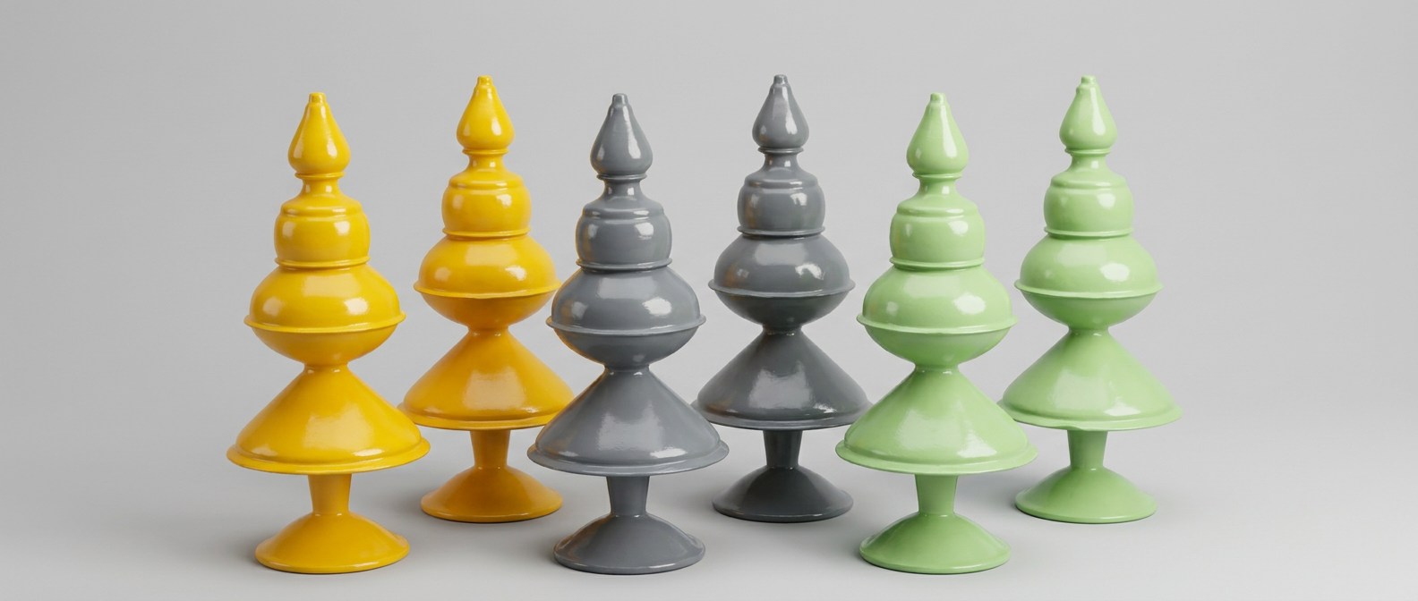 Multicolour Tiered Finial Pillar Set