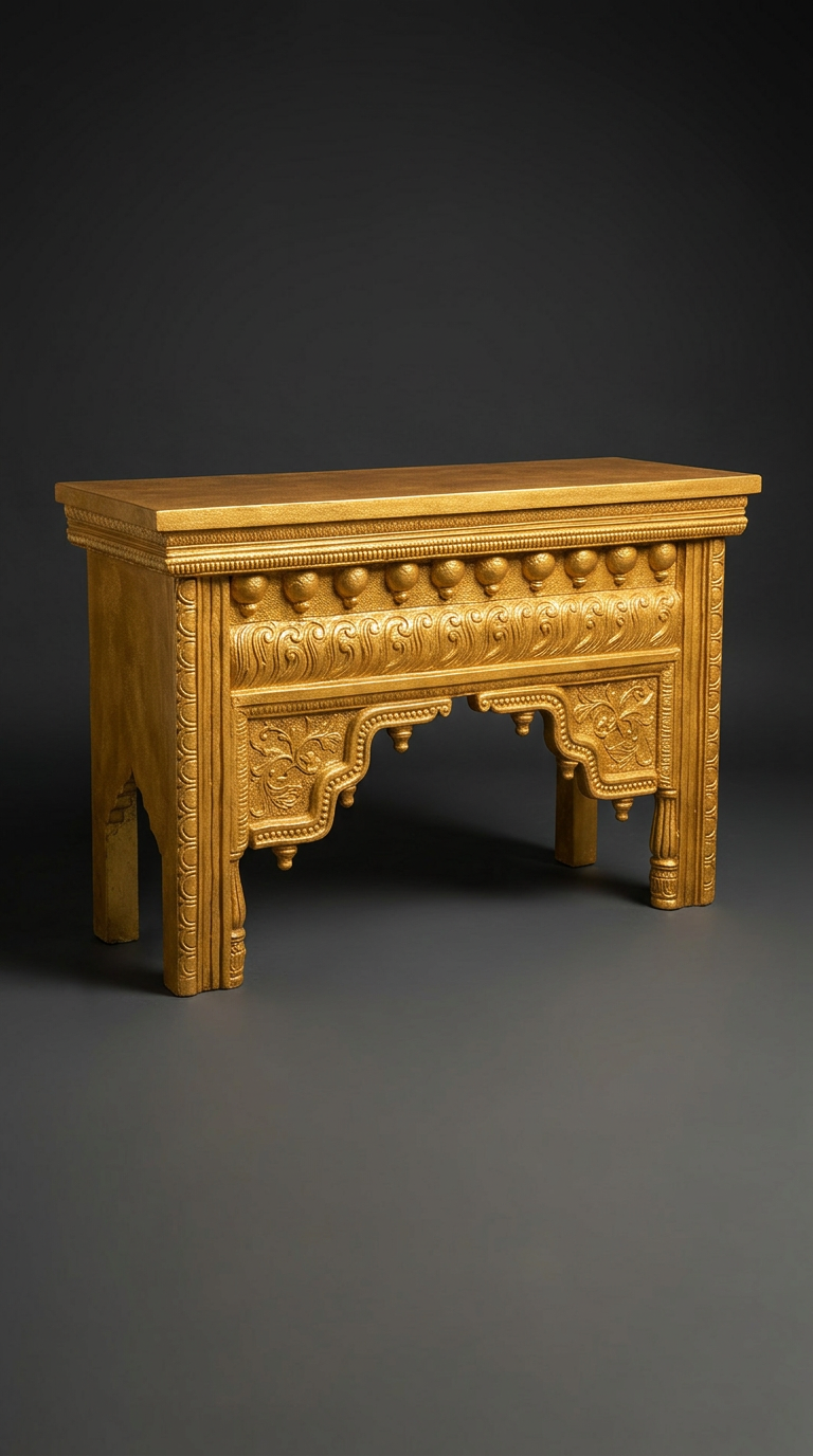 Heritage Carved Console in Antique Gold