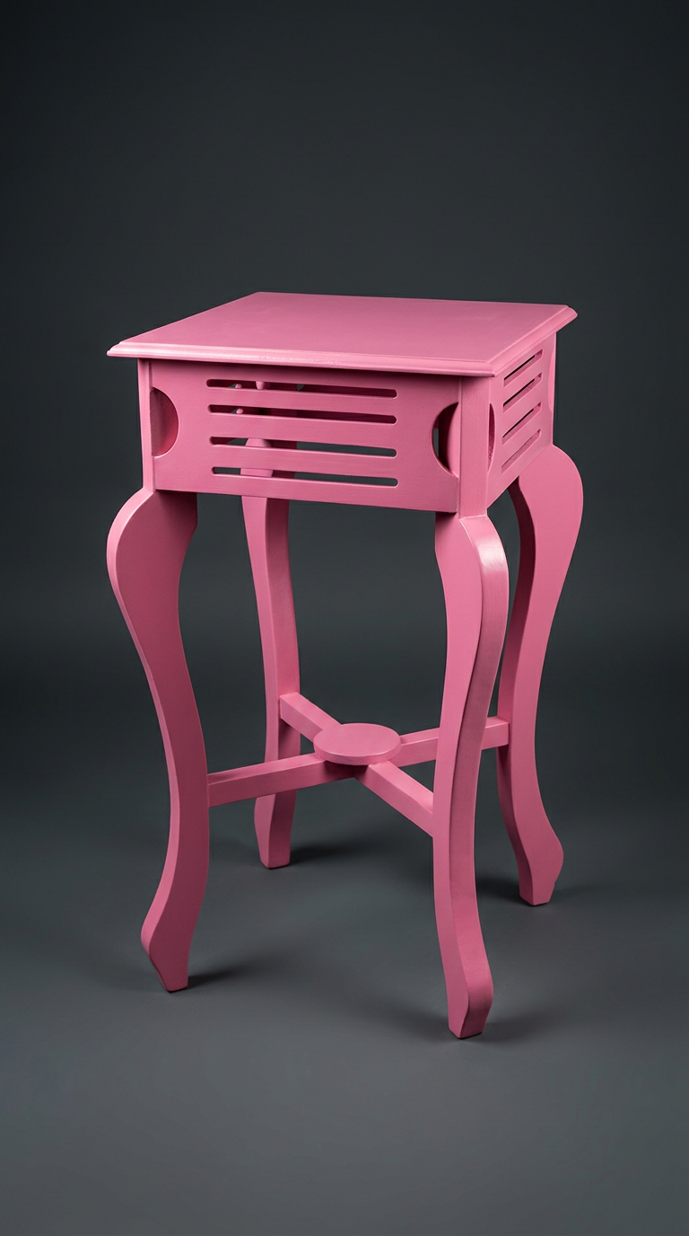Cabriole Side Console in Rose Pink