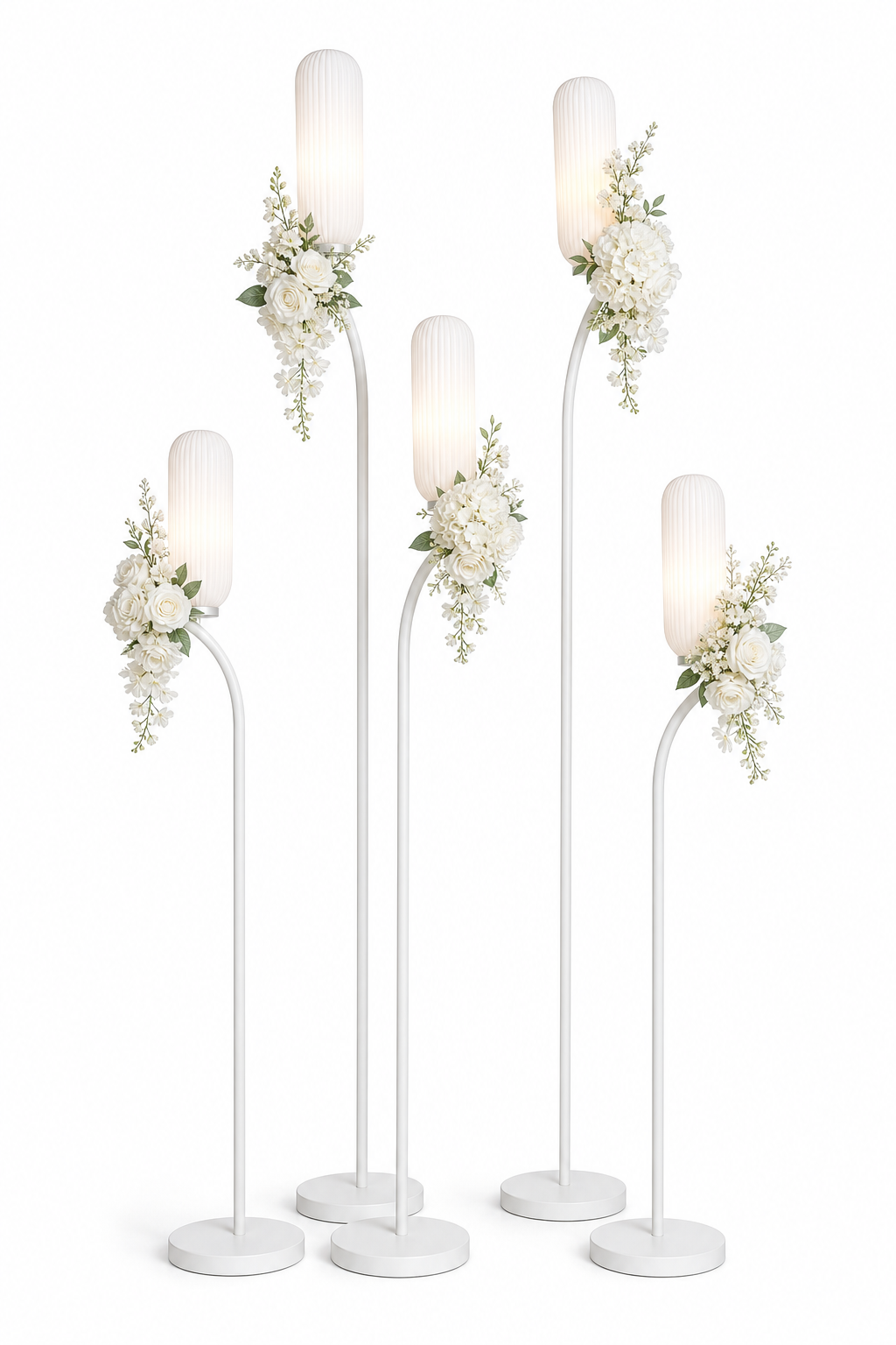 White Floral Capsule Floor Light Cluster