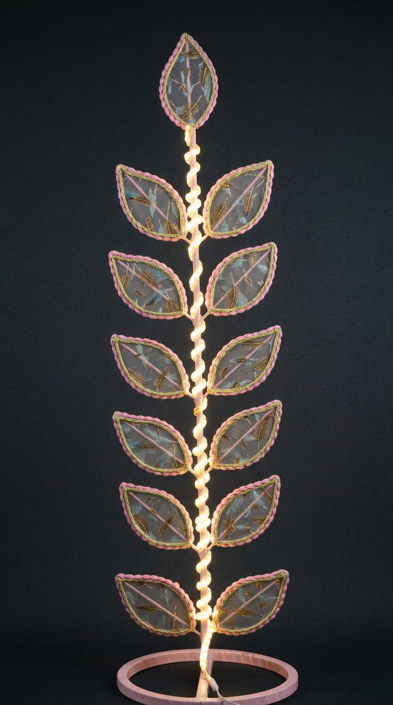 Lit Leaf Tree Stand in Blush & Warm White