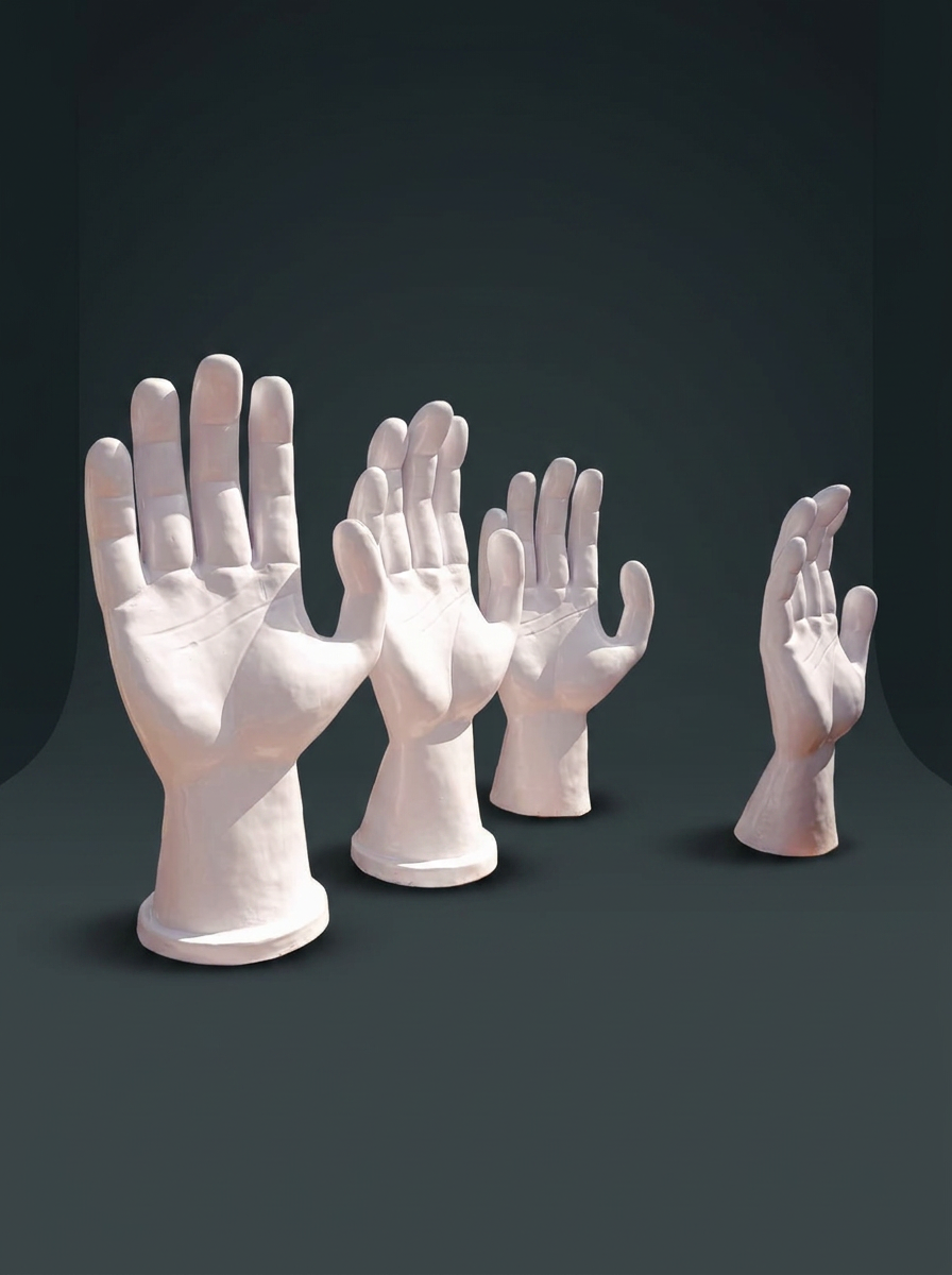 Open Palm Hands in Matte White