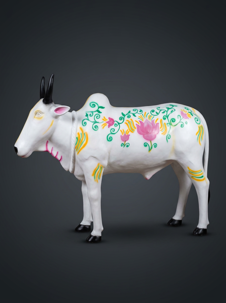 Floral Nandi Bull in White & Blossom