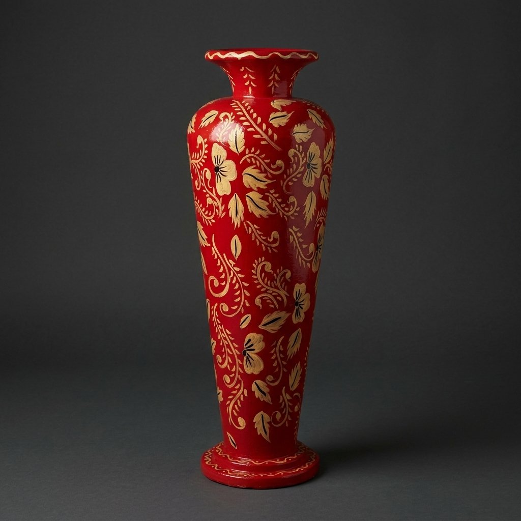 Floral Red Tapered Vase