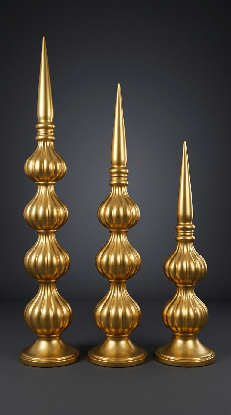 Gold Bulbous Spire Pillar Trio
