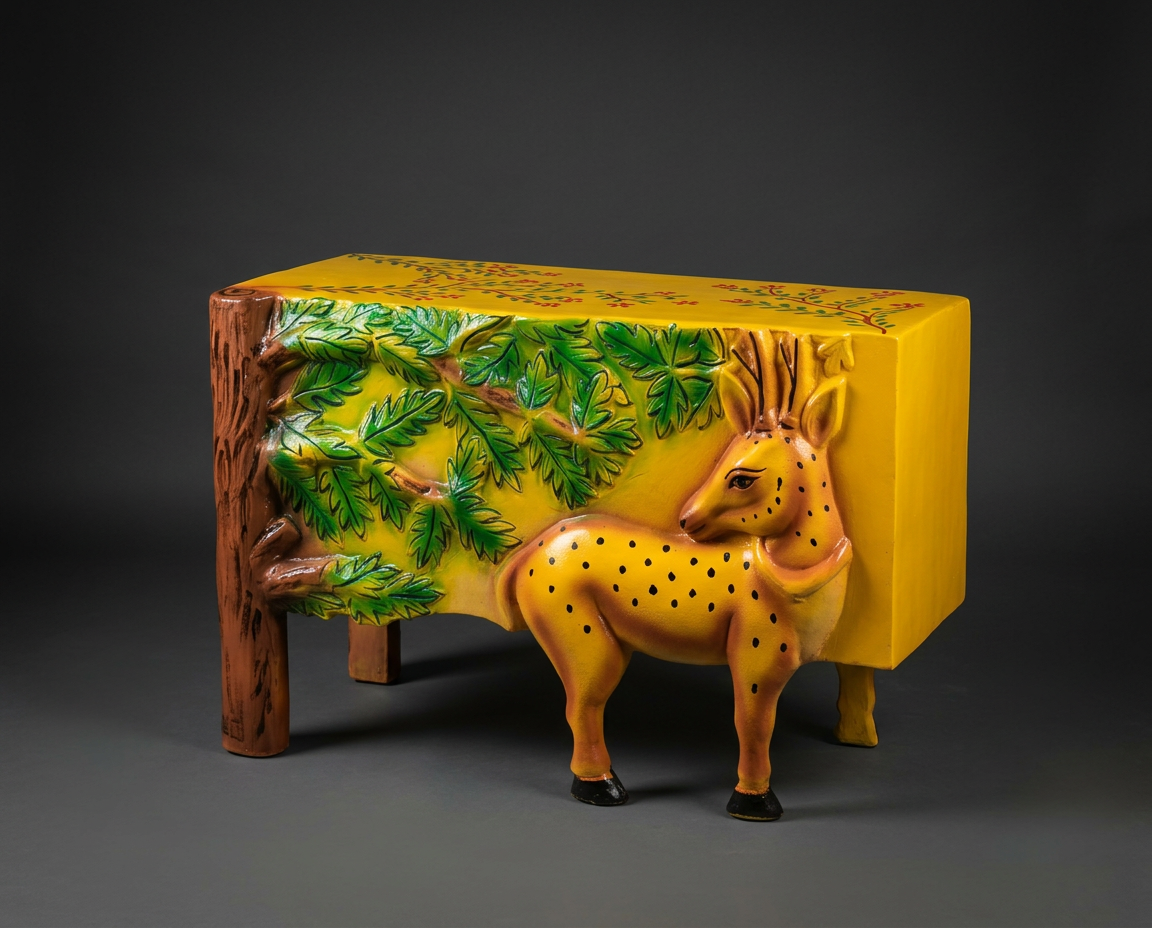 Deer Relief Console in Marigold