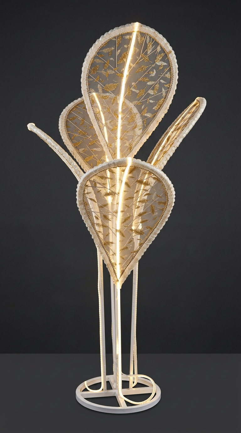 Lit Petal Floor Lamp in Ivory & Gold