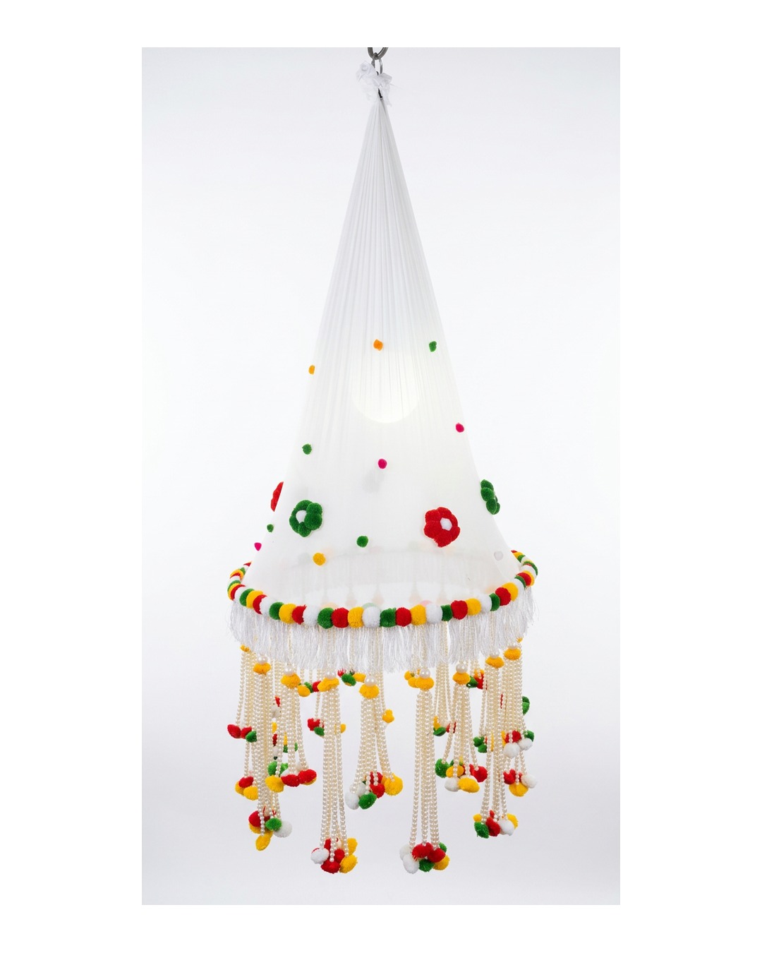 White Cone Pompom Chandelier