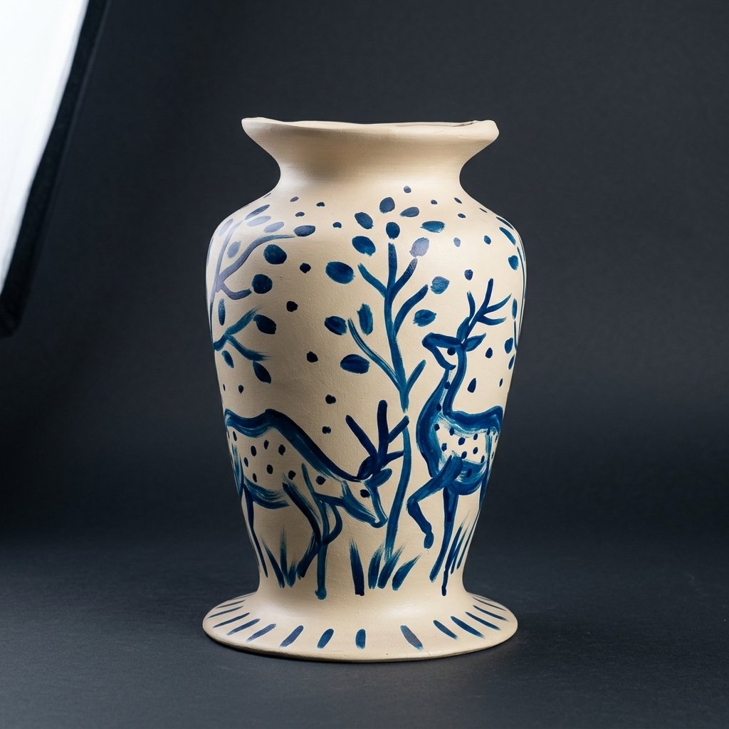 Hand-Painted Deer Vase