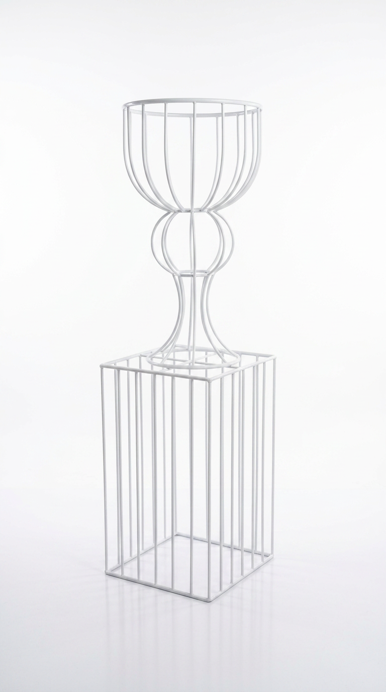White Goblet Pedestal on Cage Base
