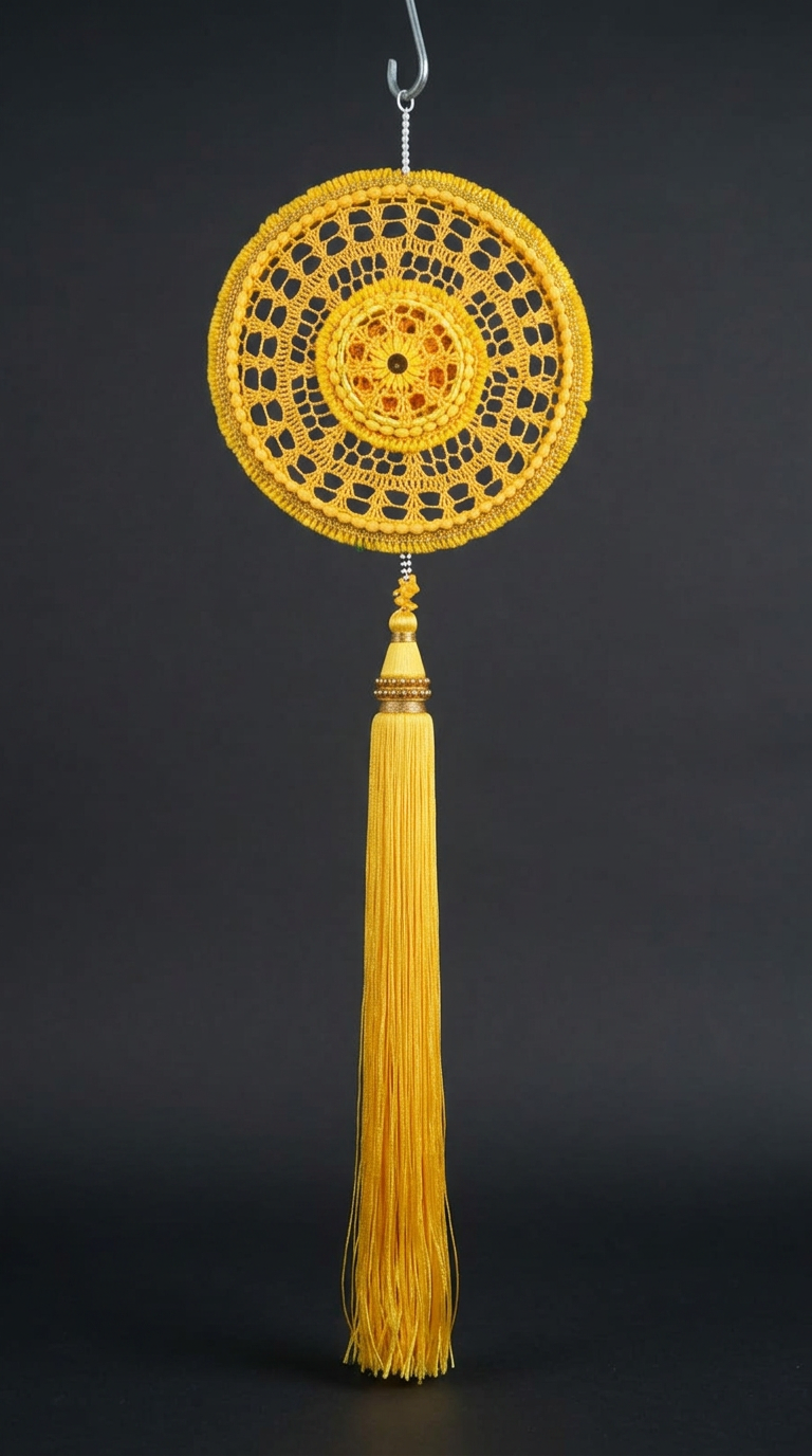 Yellow Crochet Disc in Marigold Yellow
