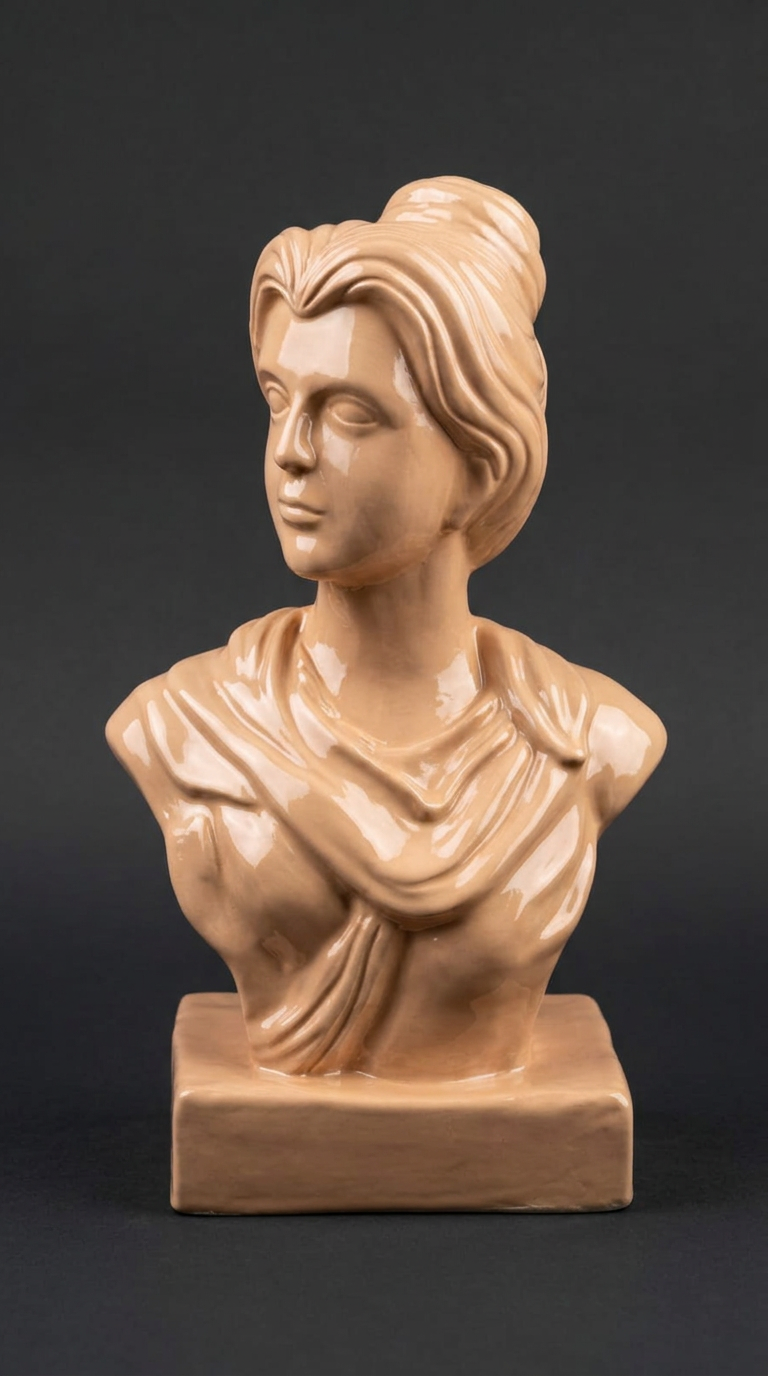 Beige Bun-Hair Lady Face Bust — MD 1028