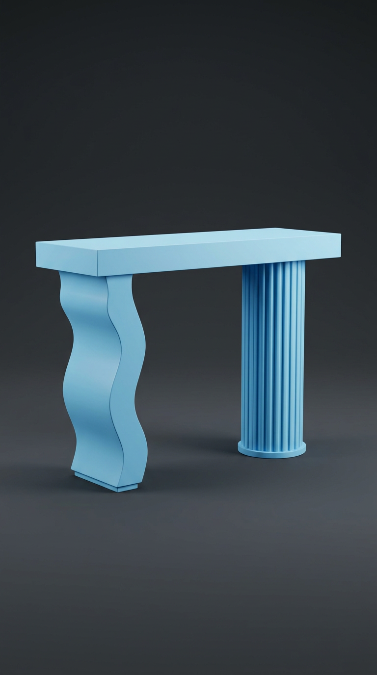 Wave & Flute Console in Sky Blue
