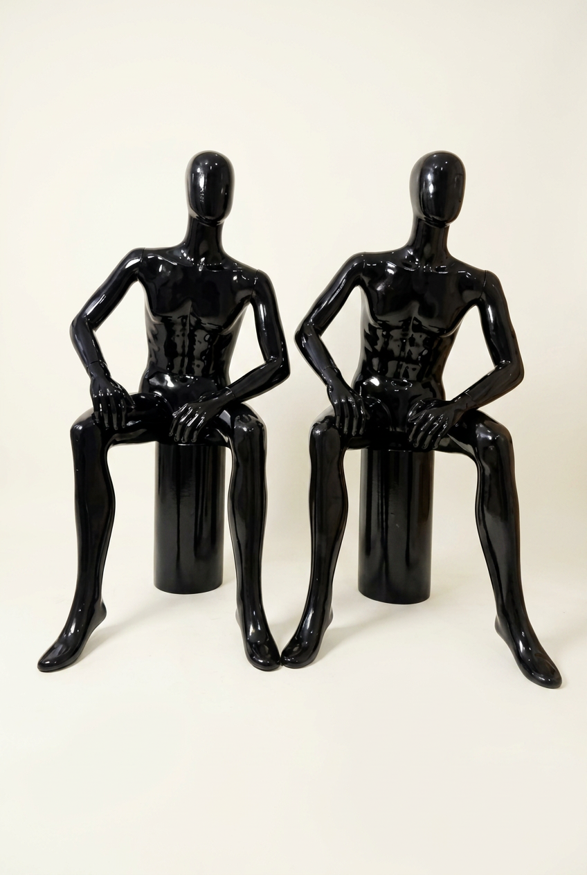 Black Seated Male Mannequin Pair
