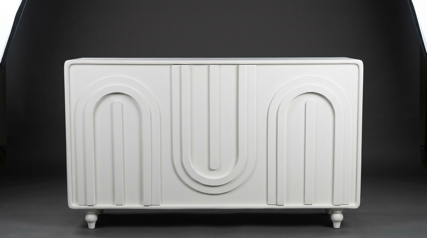 Arch Relief Sideboard in Ivory White