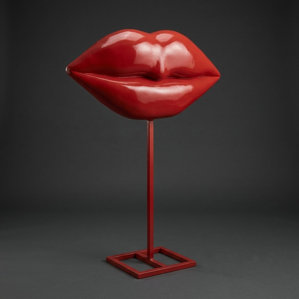 Red Lips Pedestal Sculpture