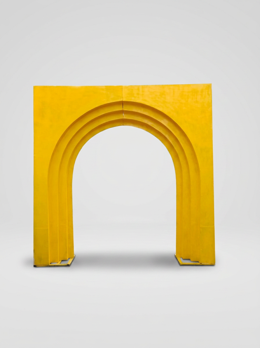 Bright Yellow Layered Arch Wooden Gate