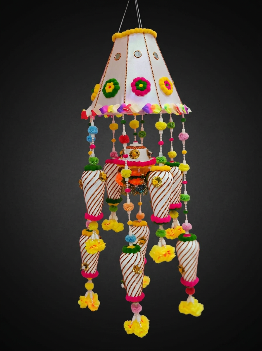 Pom Cone Jhoomar in Multicolour
