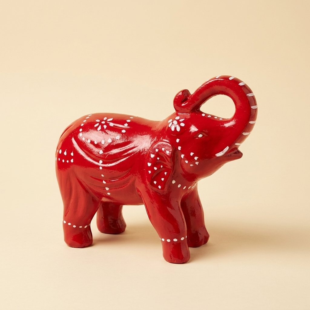 Decorative Red Elephant Figurine