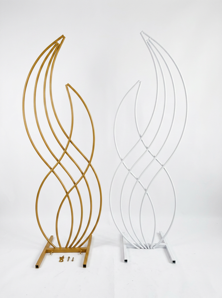 Gold & White Iron Flame Backdrop Pair