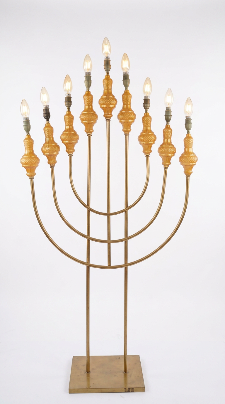 Grand Menorah-Style Floor Candelabra