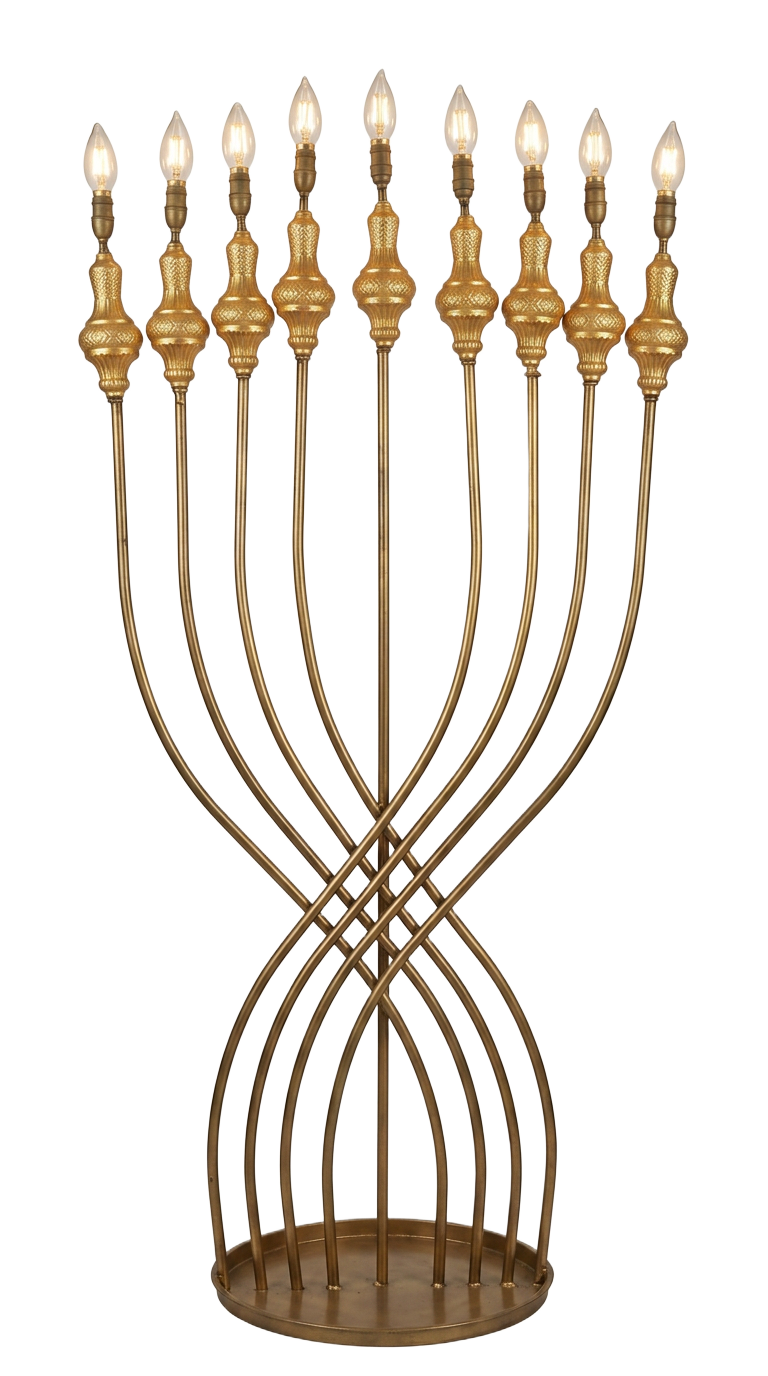 Antique Gold 9-Arm Iron Candelabra
