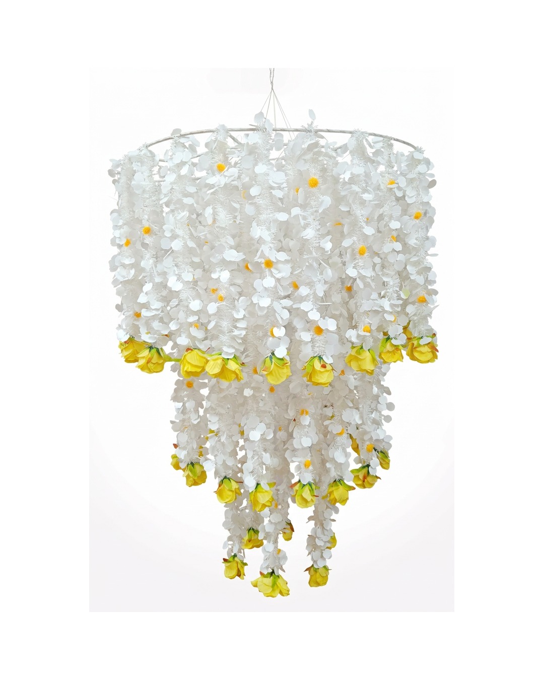 White Yellow Floral Chandelier