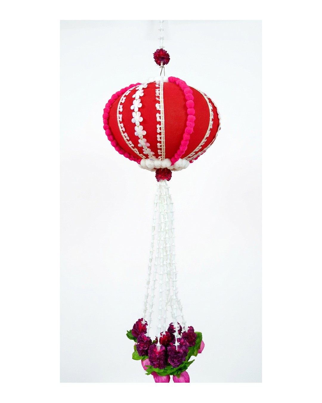 Red Pom Lantern Jasmine Tassel