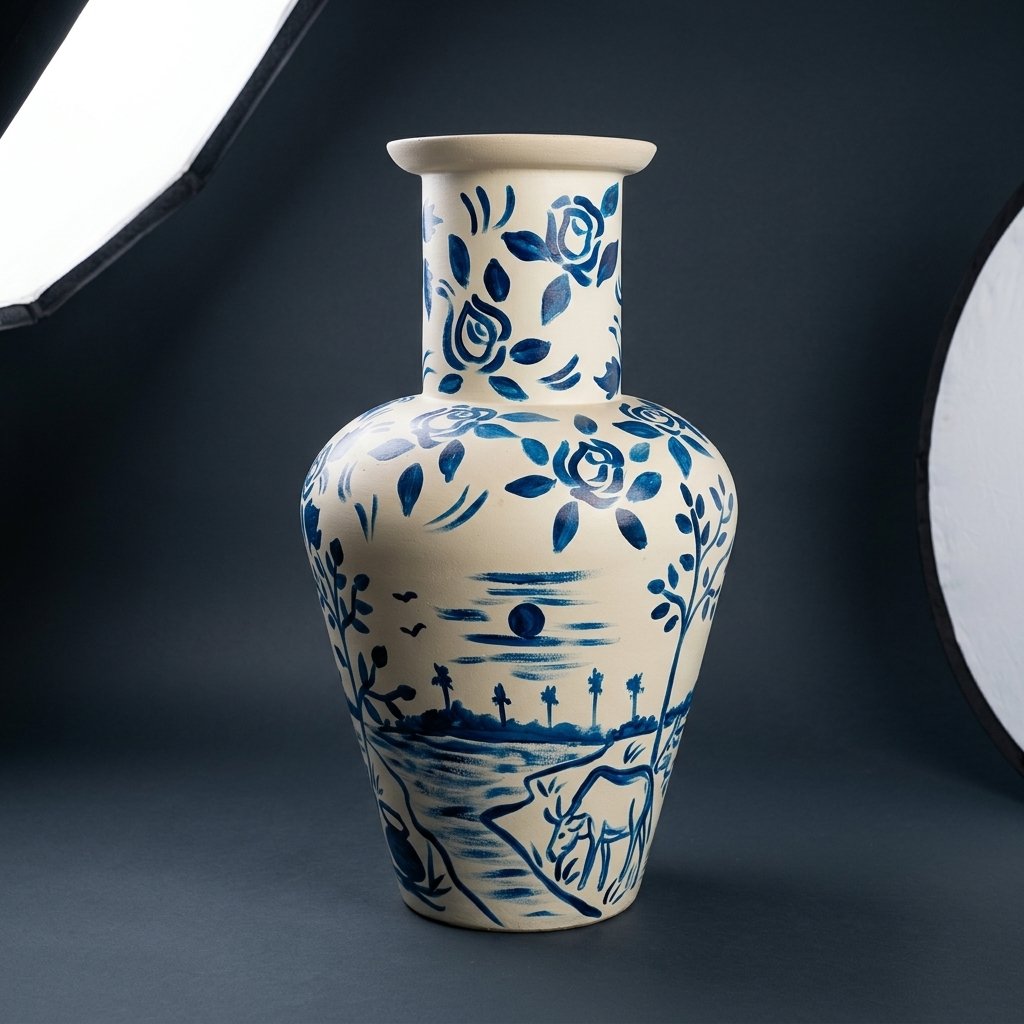Hand-Painted Floral Ceramic Vase