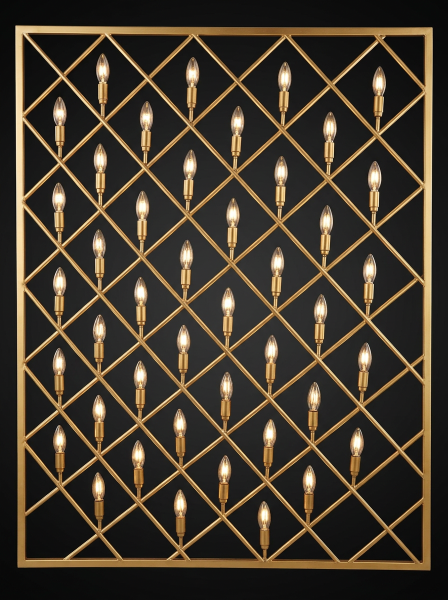 Gold Lattice Candle Wall Panel