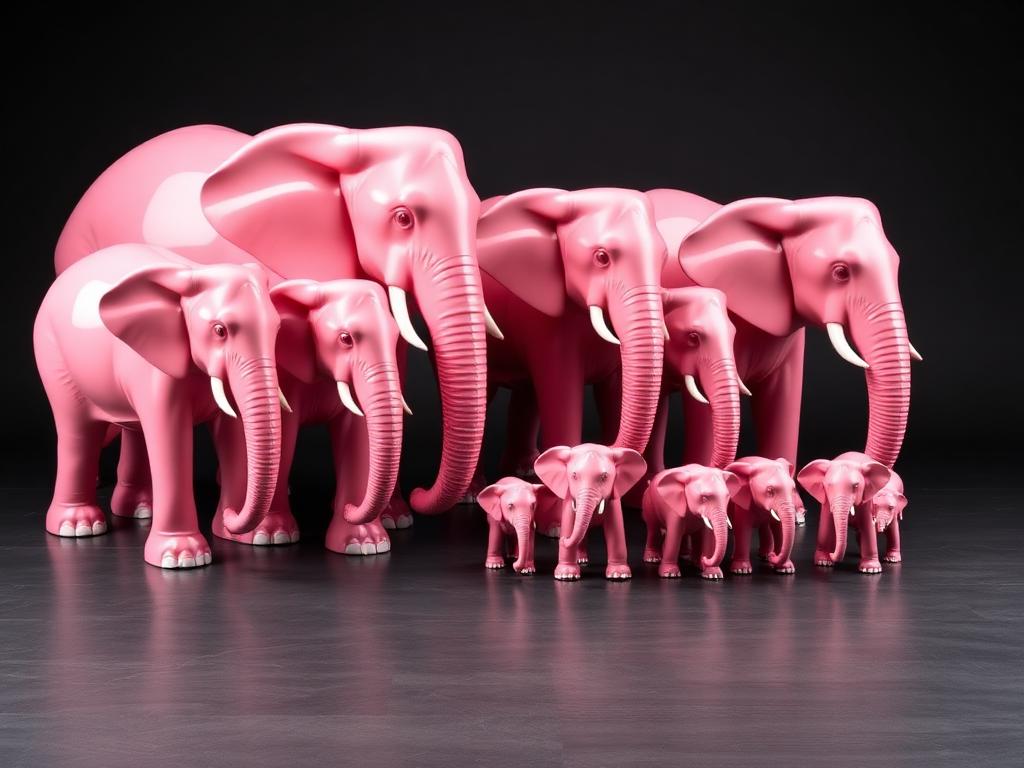 Elephant Family Lineup in Gloss Pink