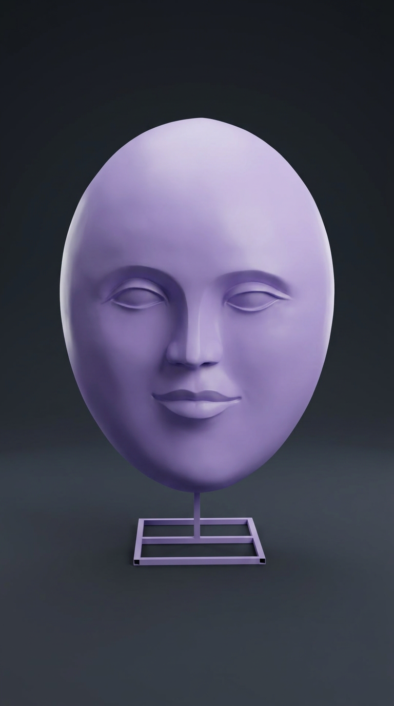 Giant Lavender Oval Face Sculpture