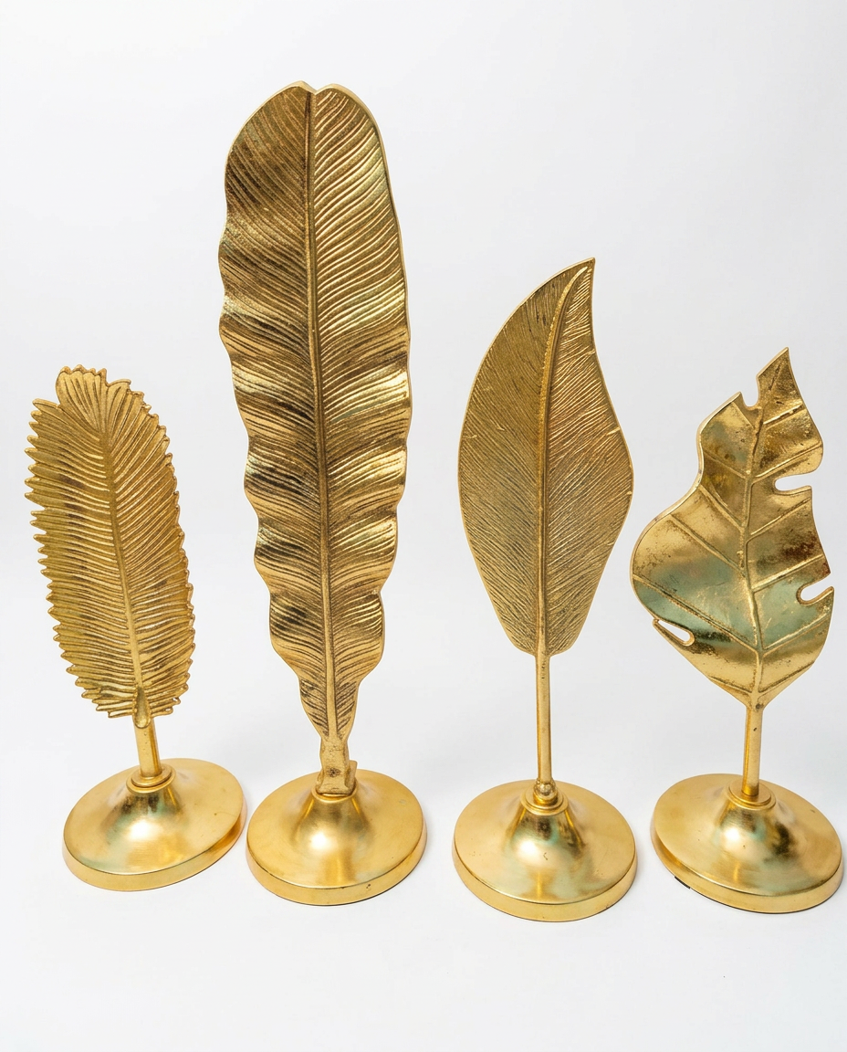 Gold Leaf Sculpture Stand Set