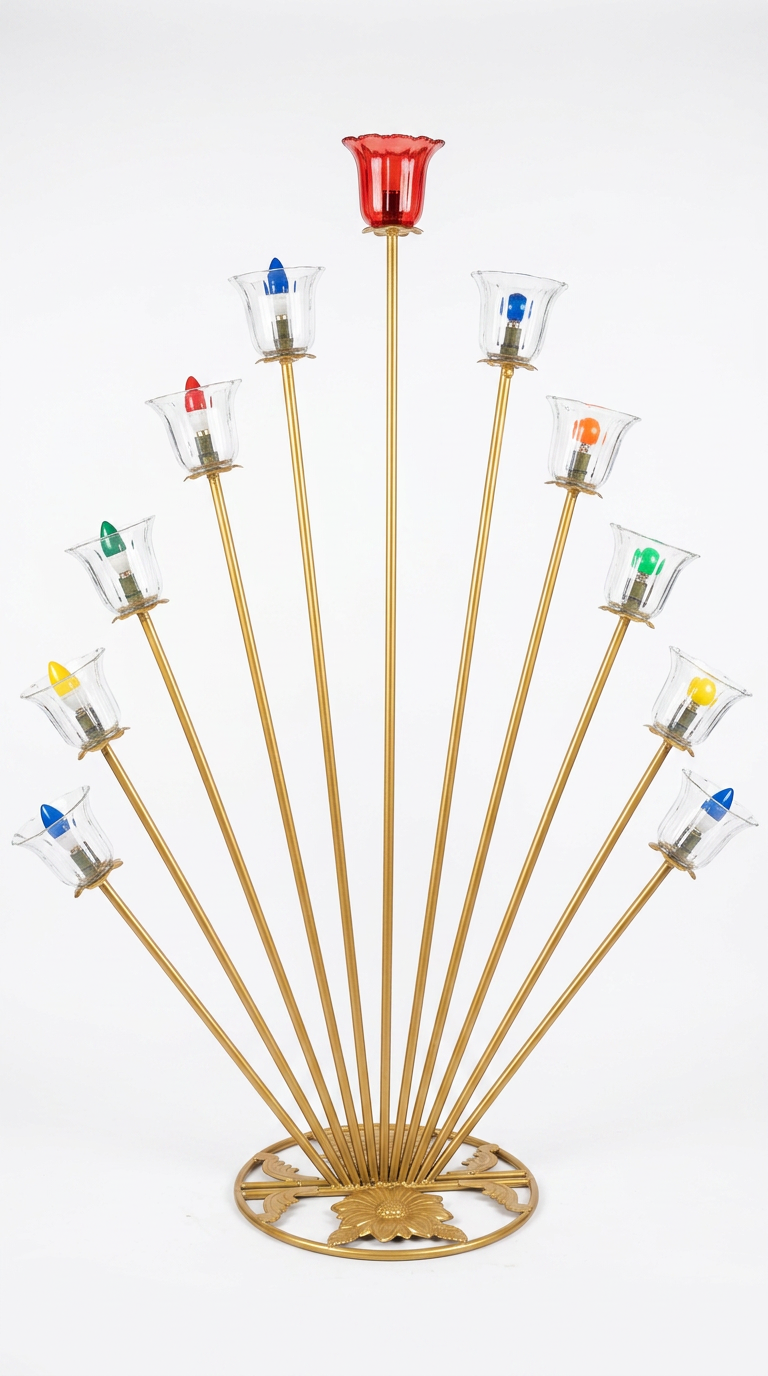 Peacock Fan Multi-Color Candelabra