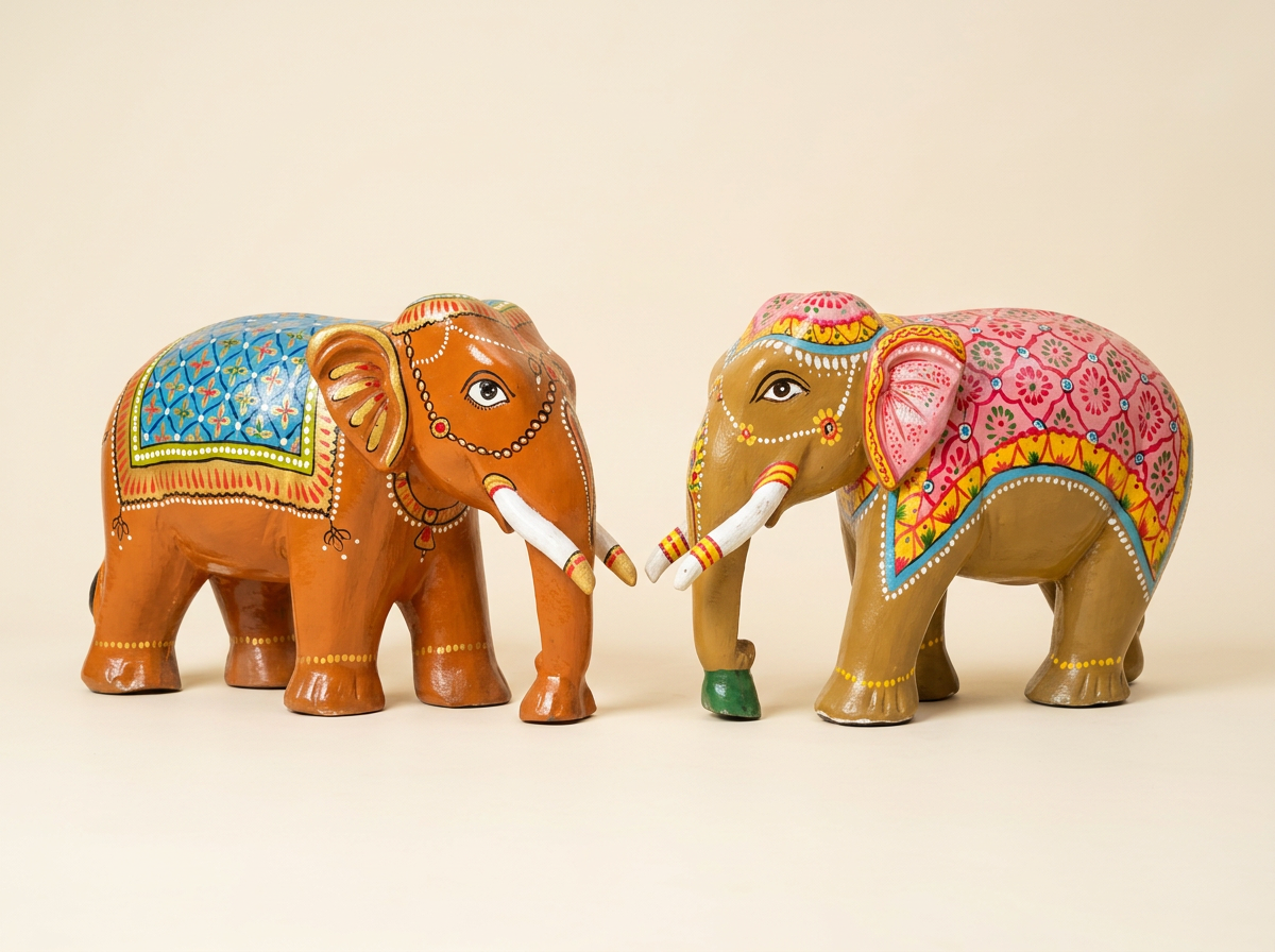 Rajasthani Elephant Duo in Terracotta & Ochre