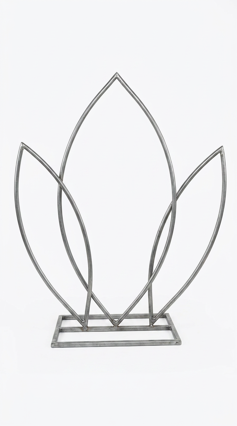 Silver Flame Leaf Sculpture Stand