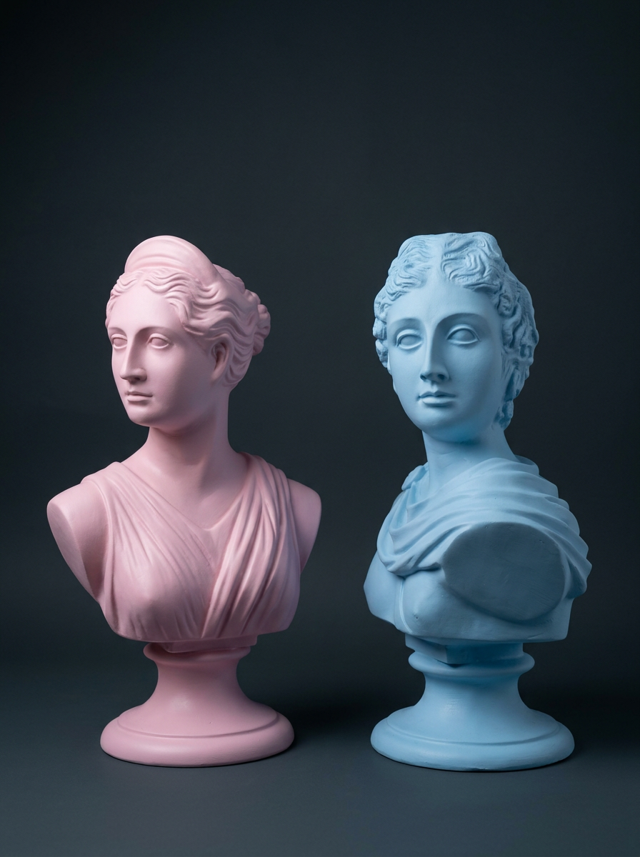 Grecian Bust Pair in Blush & Sky