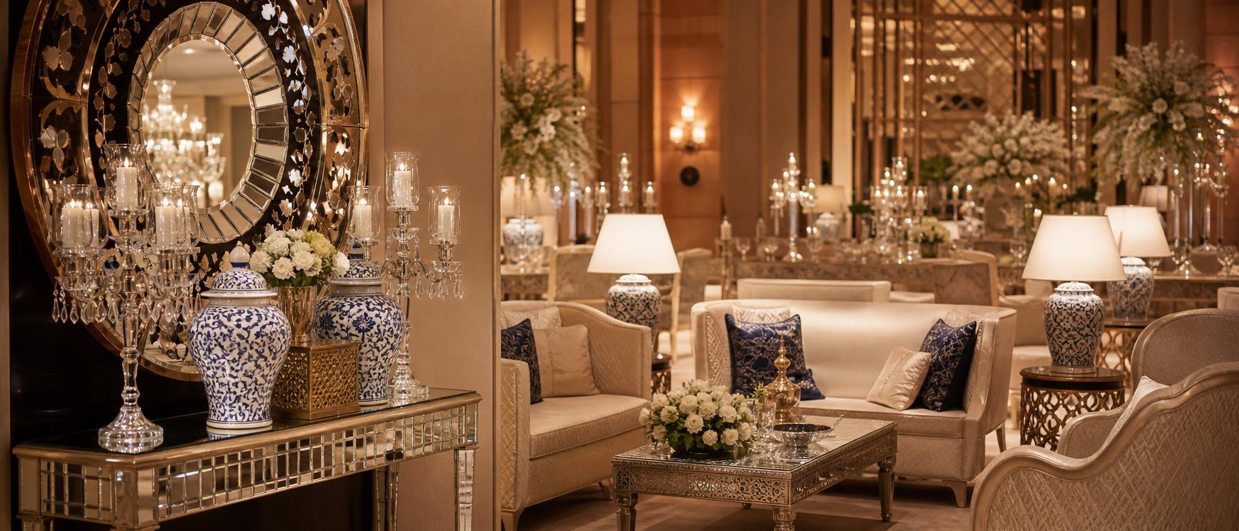 Reception lounge setups.