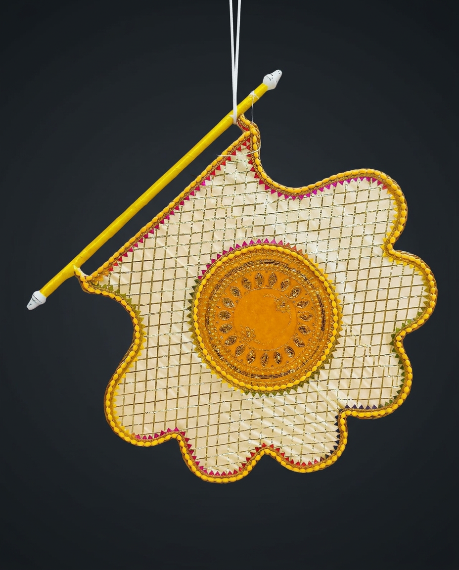 Gota Scallop Pankha in Marigold & Gold