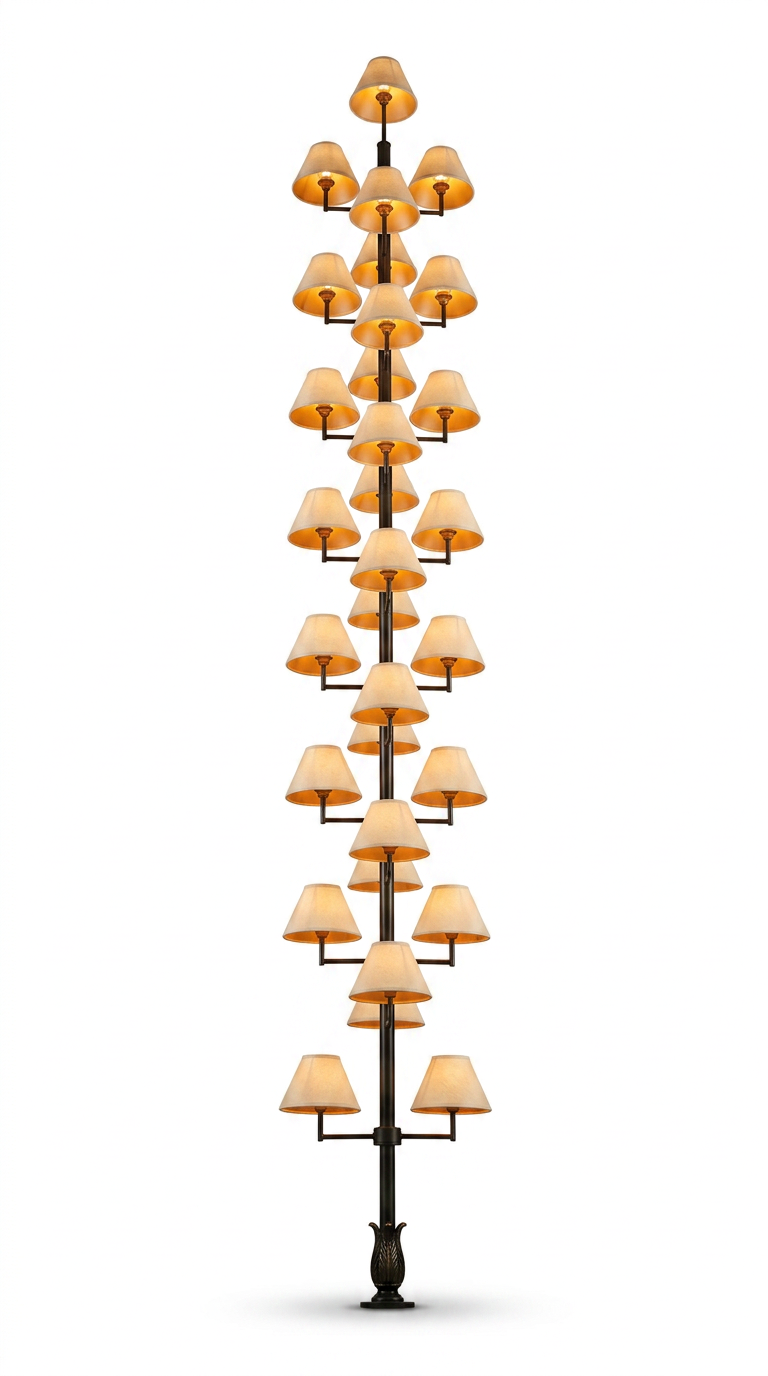Multi-Tier Lampshade Tower Floor Lamp