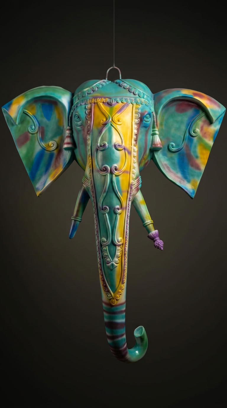 Ganesha Wall Head in Multicolour