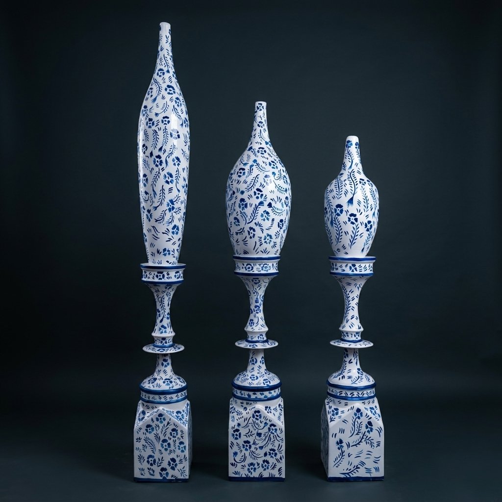 Blue Floral Ceramic Totems