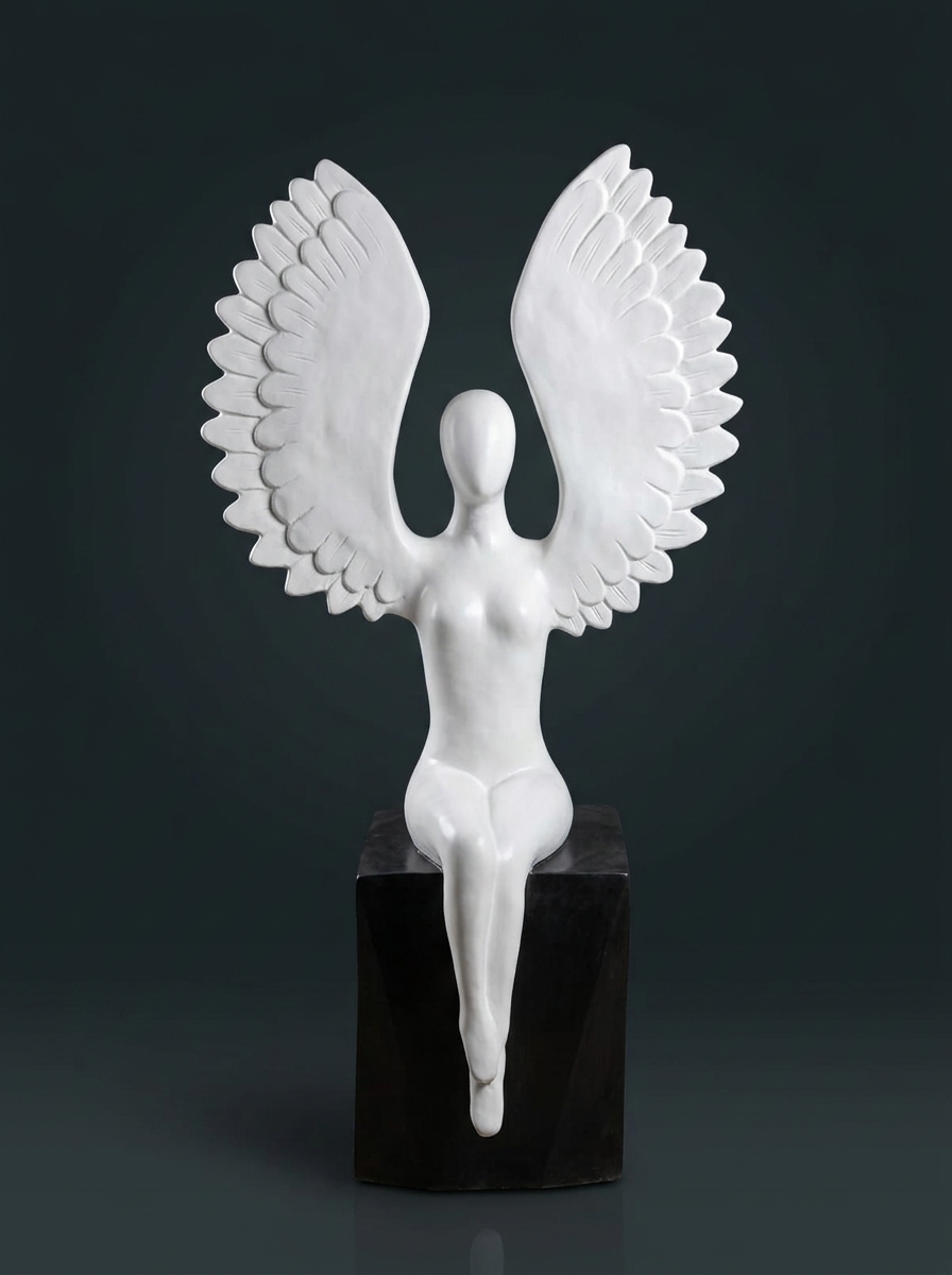 White Winged Ballerina Angel Statue
