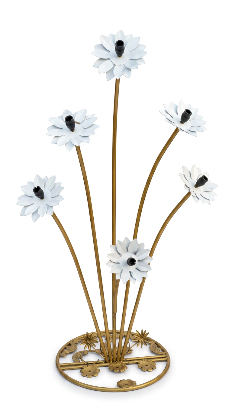 Gold Daisy Bouquet Floor Candelabra