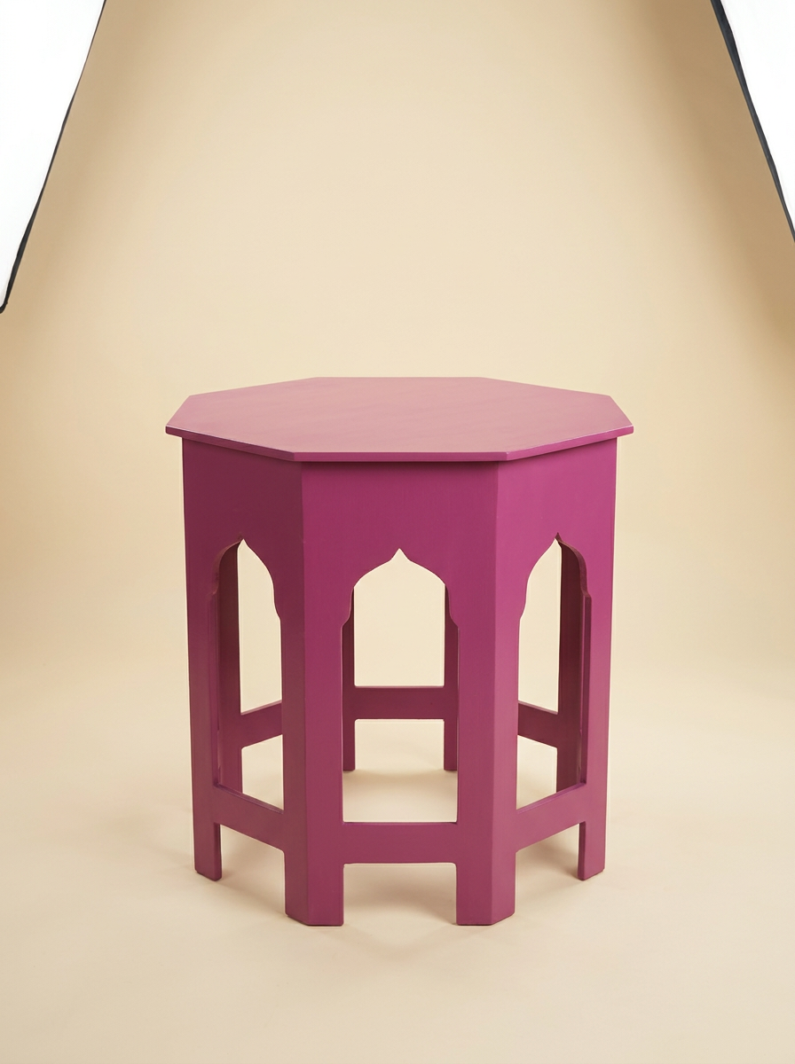 Octagon Arch Table in Magenta