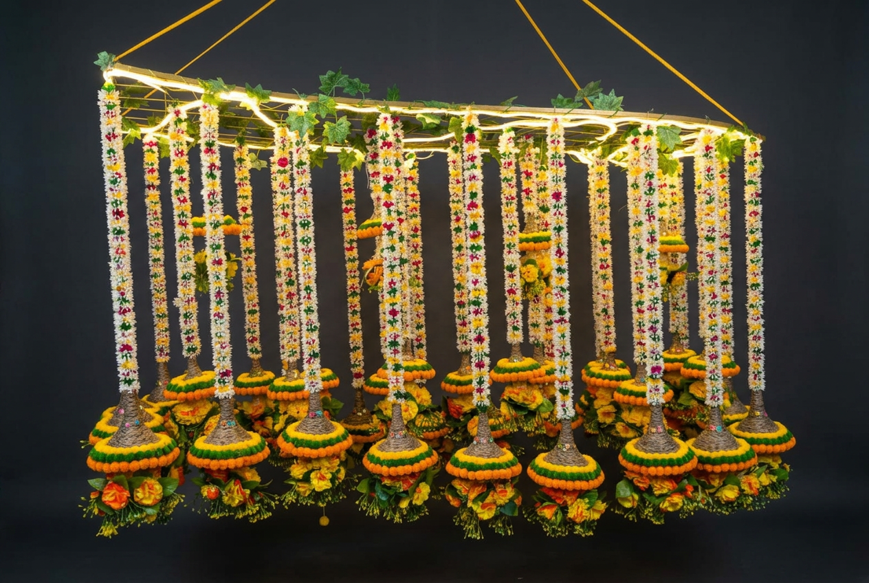 Garland Canopy Chandelier in Marigold & Ivory