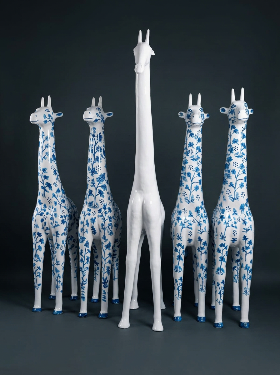 Chinoiserie Giraffes in Blue & White
